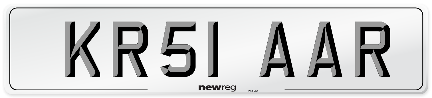 KR51 AAR Number Plate from New Reg
